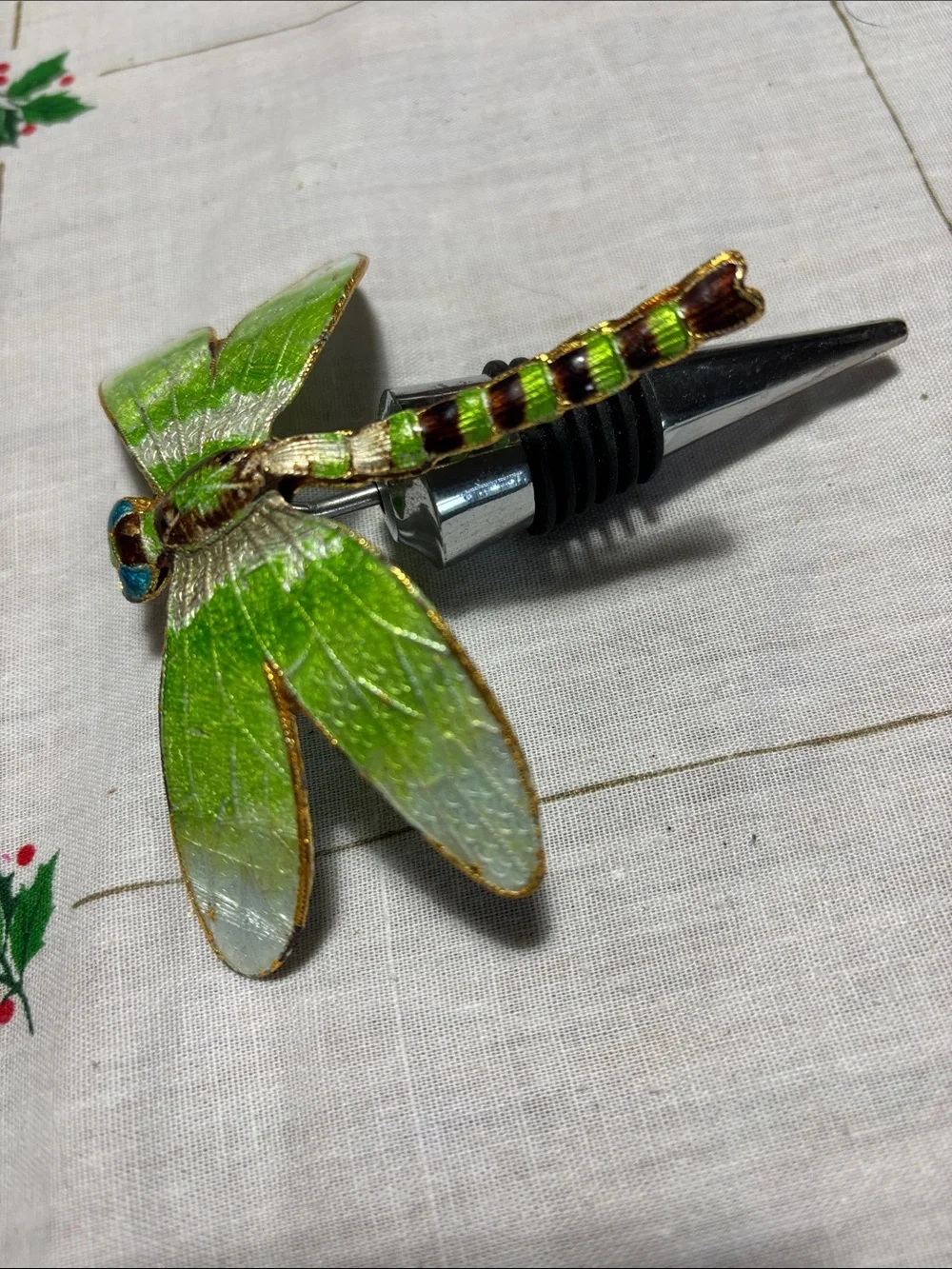 Green Dragonfly Wine Stopper